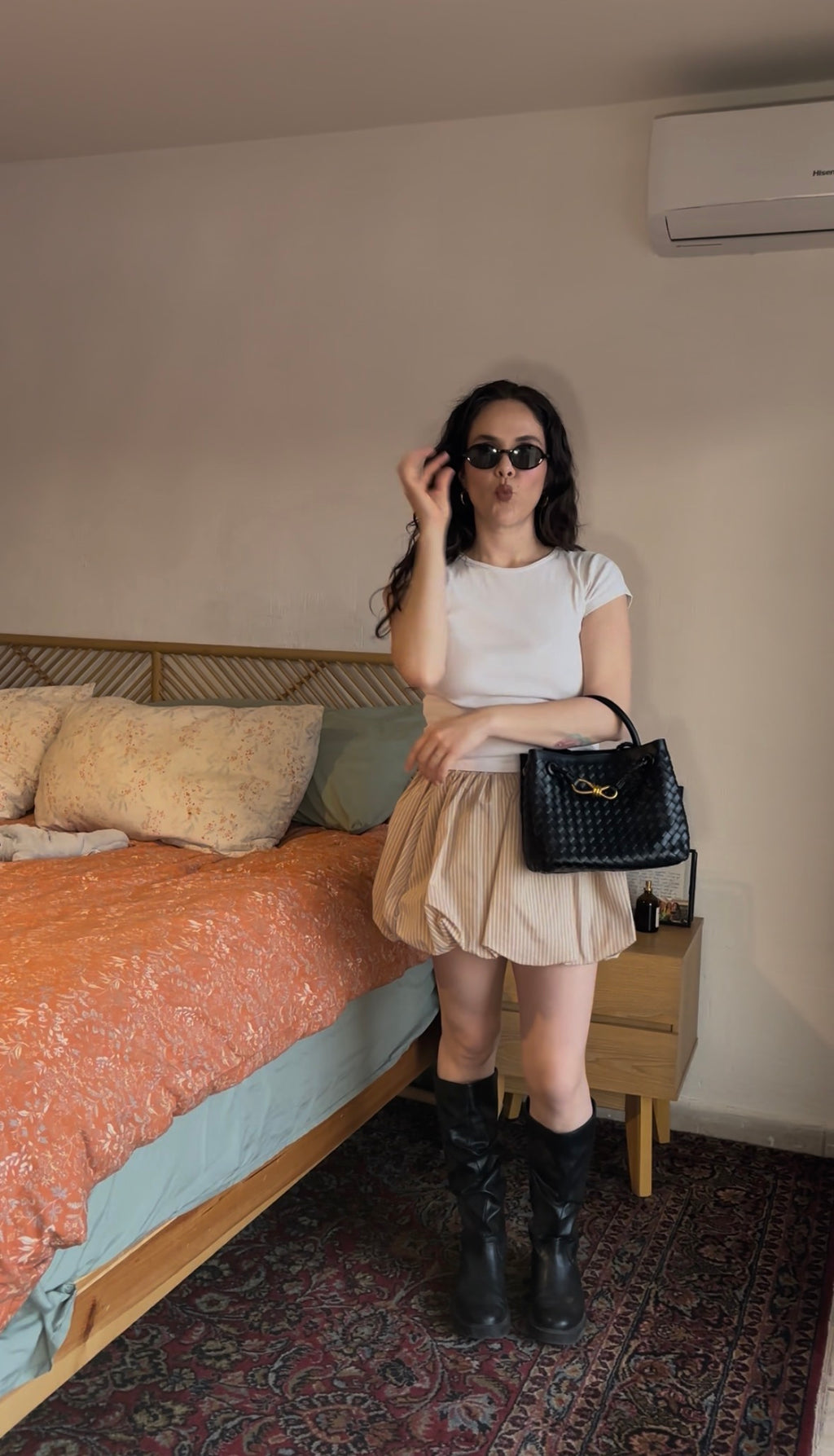 Falda globo color beige